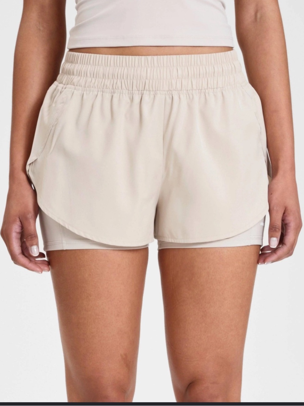 DSG Women’s Small Cream Running Athletic Shorts with Built-in Liner